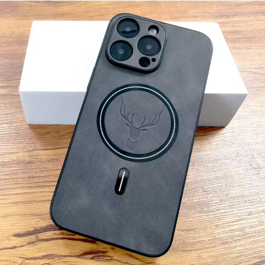Luxury PU Leather Deer iPhone Case | MagSafe Compatible