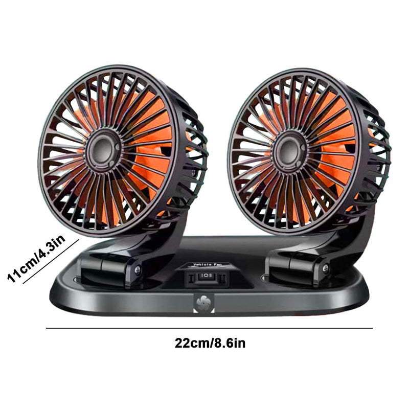 Portable Dual Head Speed Adjustable Car Cooling Fan with Parking Sign
