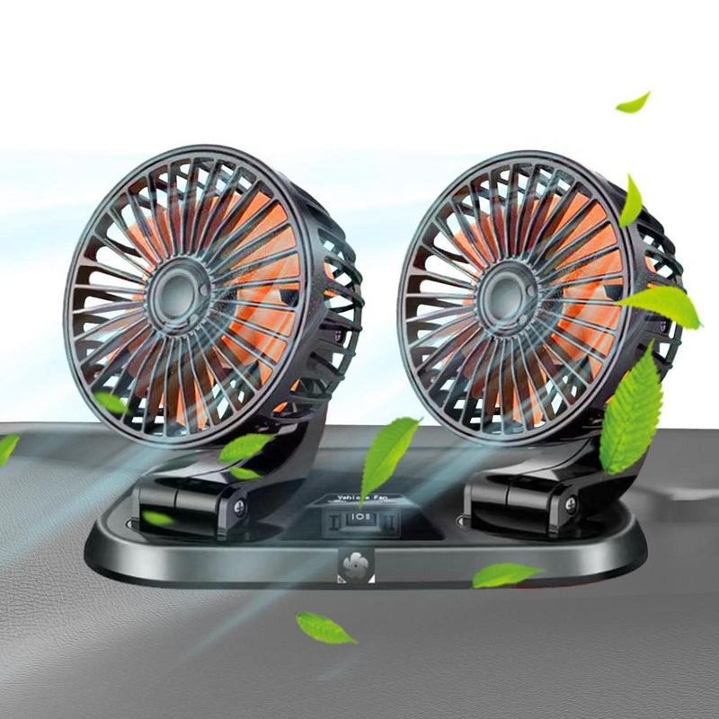Portable Dual Head Speed Adjustable Car Cooling Fan with Parking Sign
