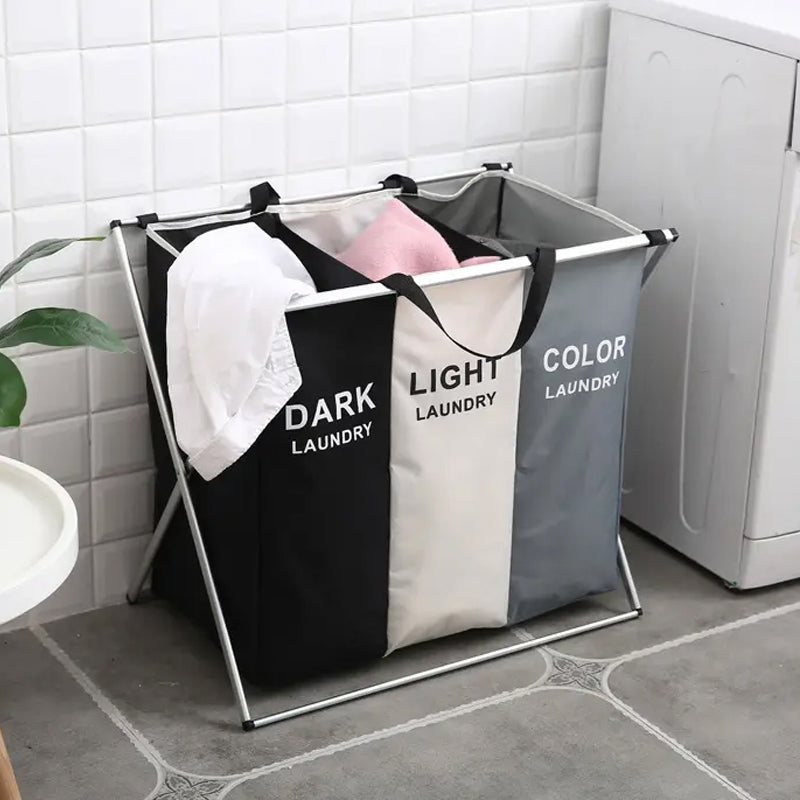 Aluminium Frame Foldable Large Capacity Colour Separating Laundry Hamper