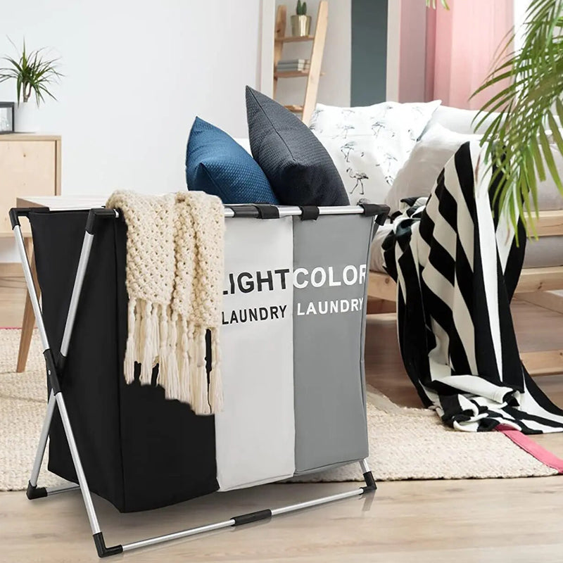 Aluminium Frame Foldable Large Capacity Colour Separating Laundry Hamper