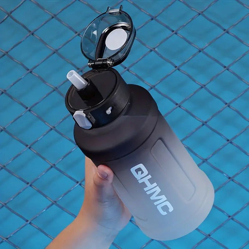 Gradient Colour 1.3L Sports Water Drinking Bottle with Straw and Time Marker