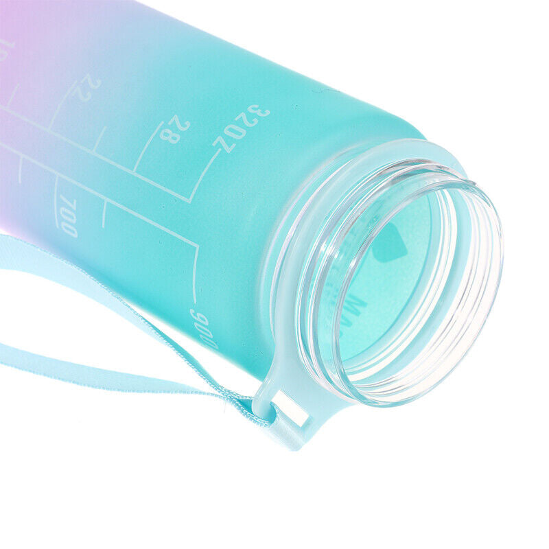 1L Gradient Sports Travel Water Drinking Bottle with Straw and Time Marker