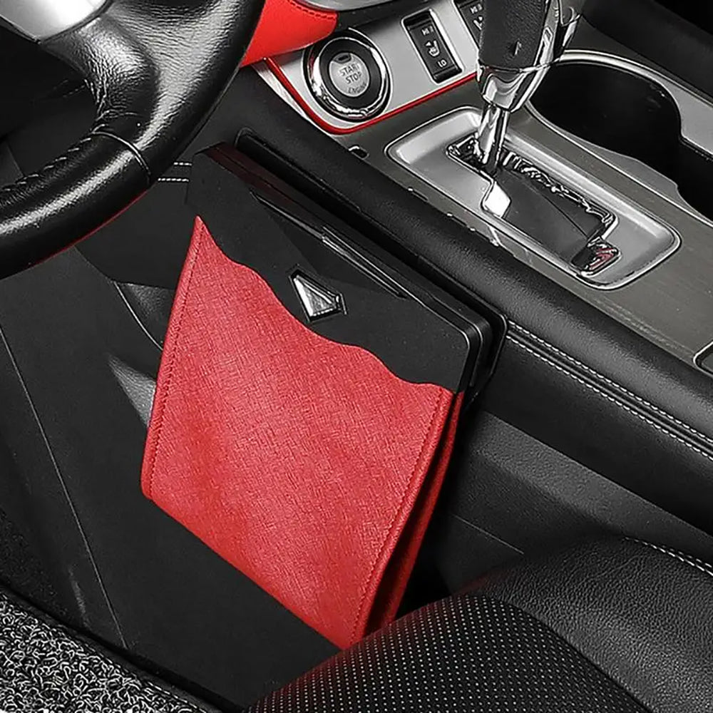 LED Car Trash Can Waterproof PU Smart Leather Car Garbage Bin Battery-Powered