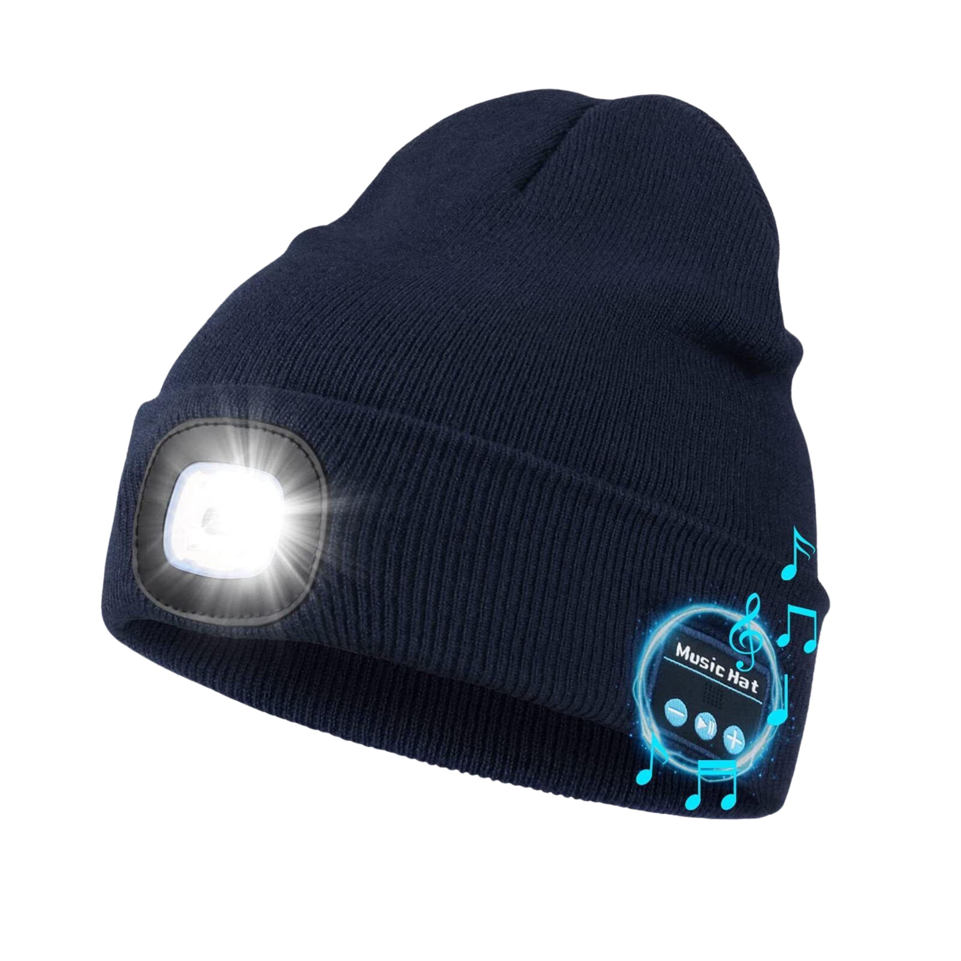 LED Beanie Hat Wireless Bluetooth 5.0 Smart Cap Headphone Headset With Lights