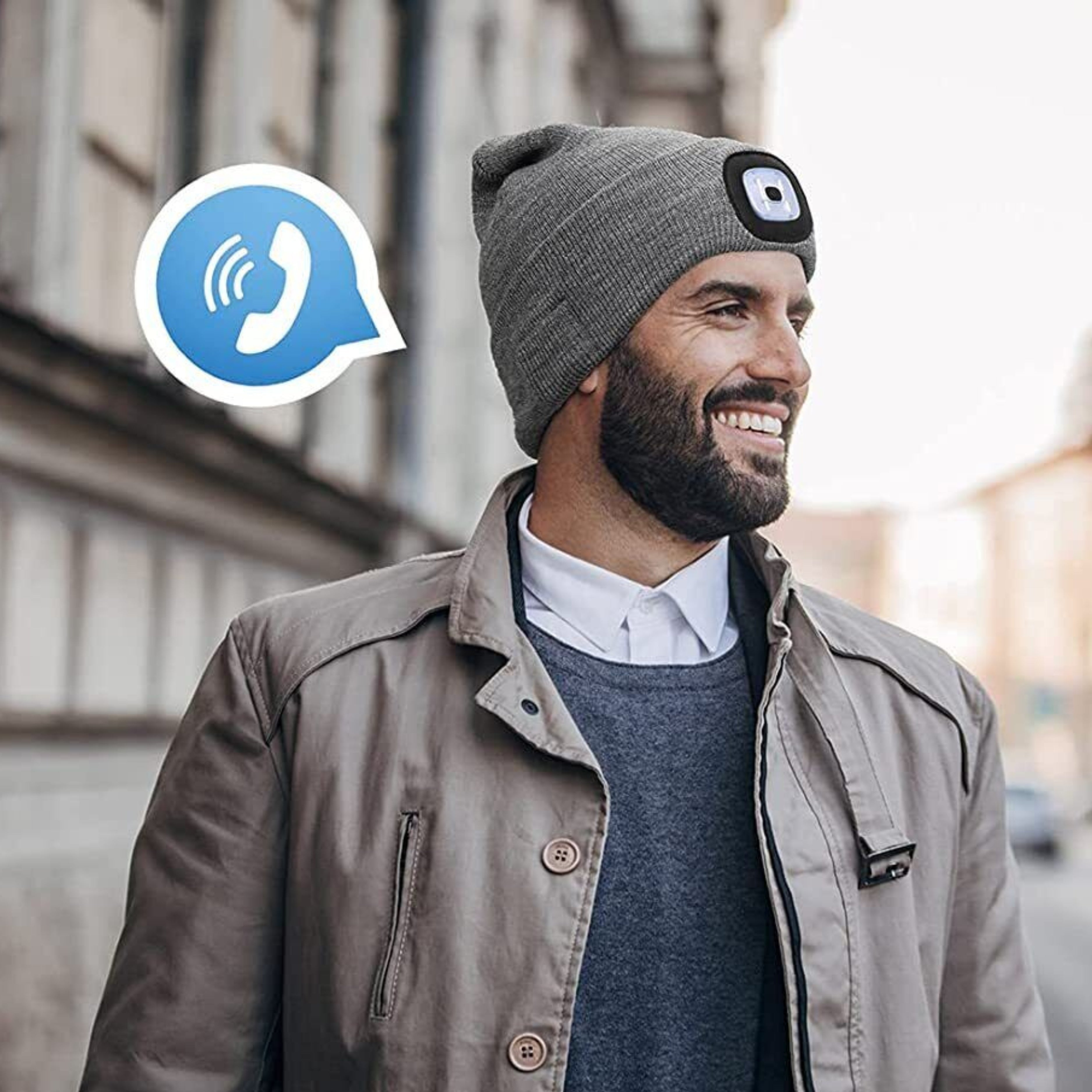 LED Beanie Hat Wireless Bluetooth 5.0 Smart Cap Headphone Headset With Lights