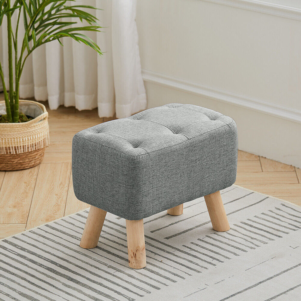 Linen Fabric Foot Rest Stool Ottoman Seat