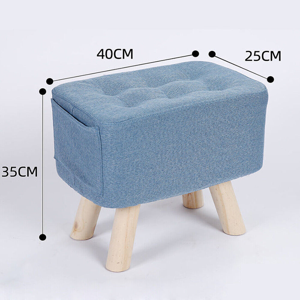 Linen Fabric Foot Rest Stool Ottoman Seat