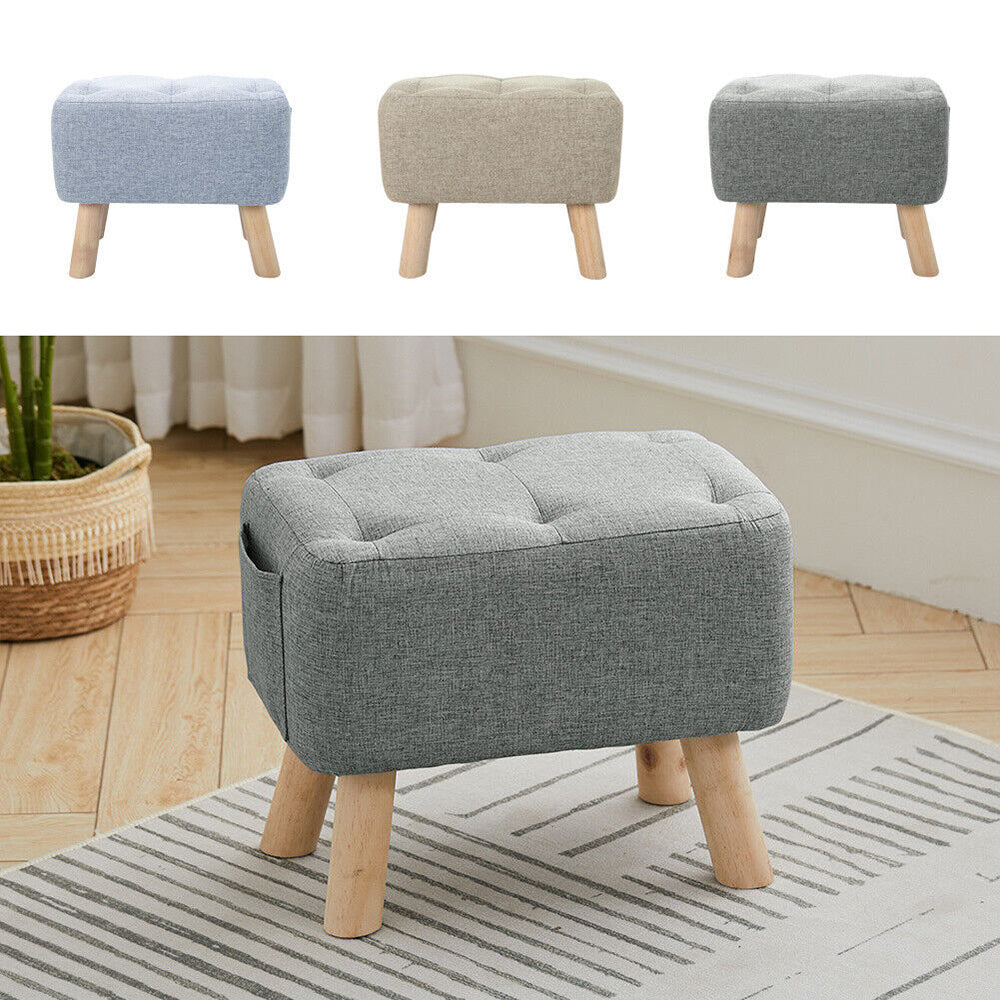 Linen Fabric Foot Rest Stool Ottoman Seat