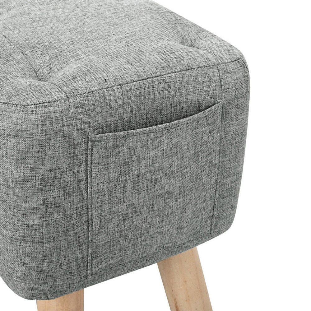 Linen Fabric Foot Rest Stool Ottoman Seat