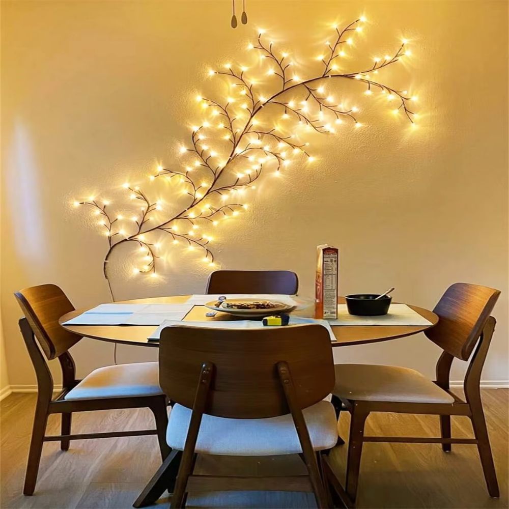 96 LED Bendable Willow Vine Lights with Birch Tree Design and 8 Lighting Modes