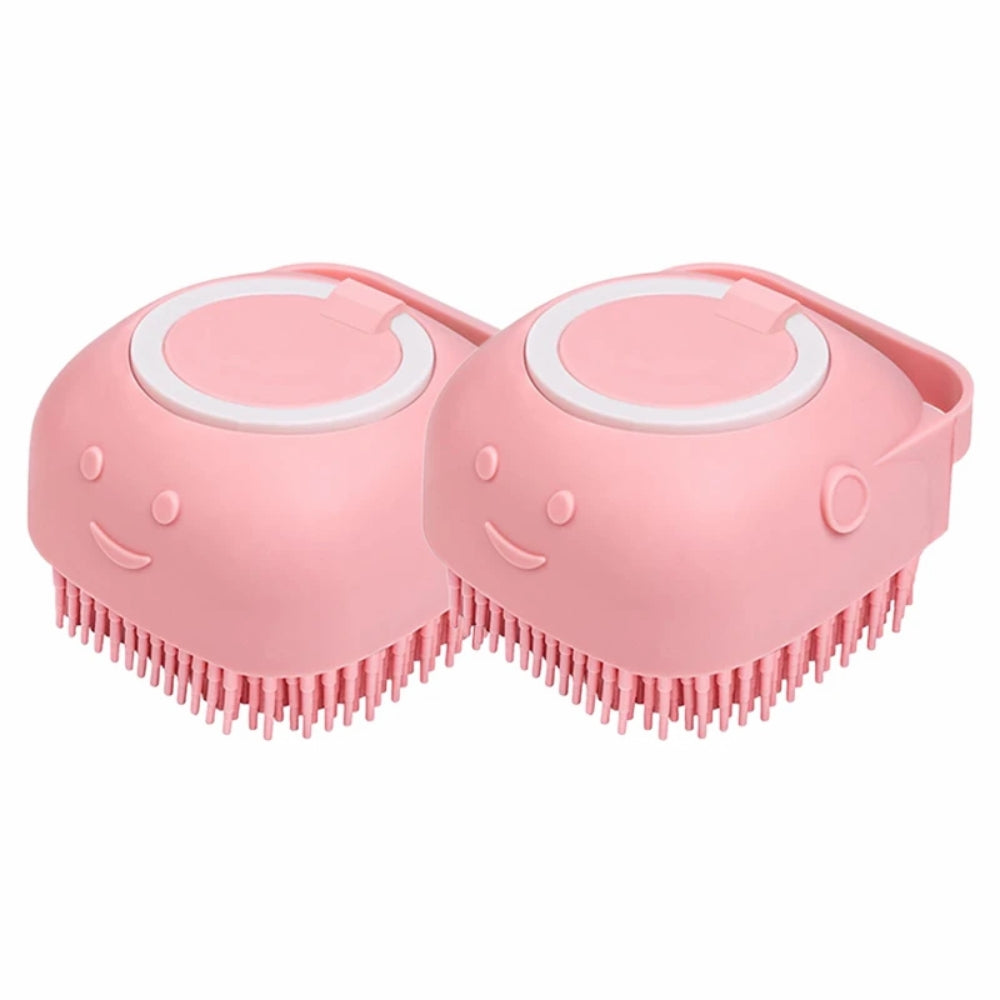 Dog Bathing Brush Pet Massage Soft Silicone Brush Shampoo Dispenser