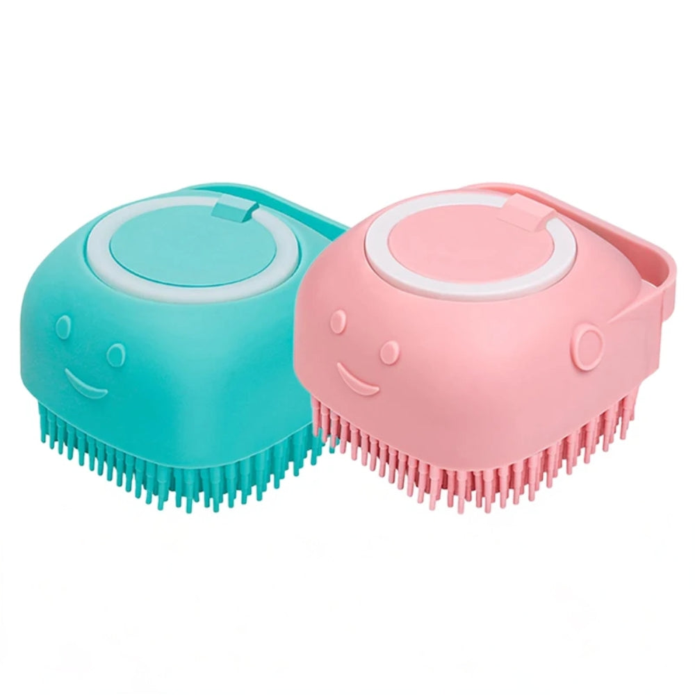 Dog Bathing Brush Pet Massage Soft Silicone Brush Shampoo Dispenser