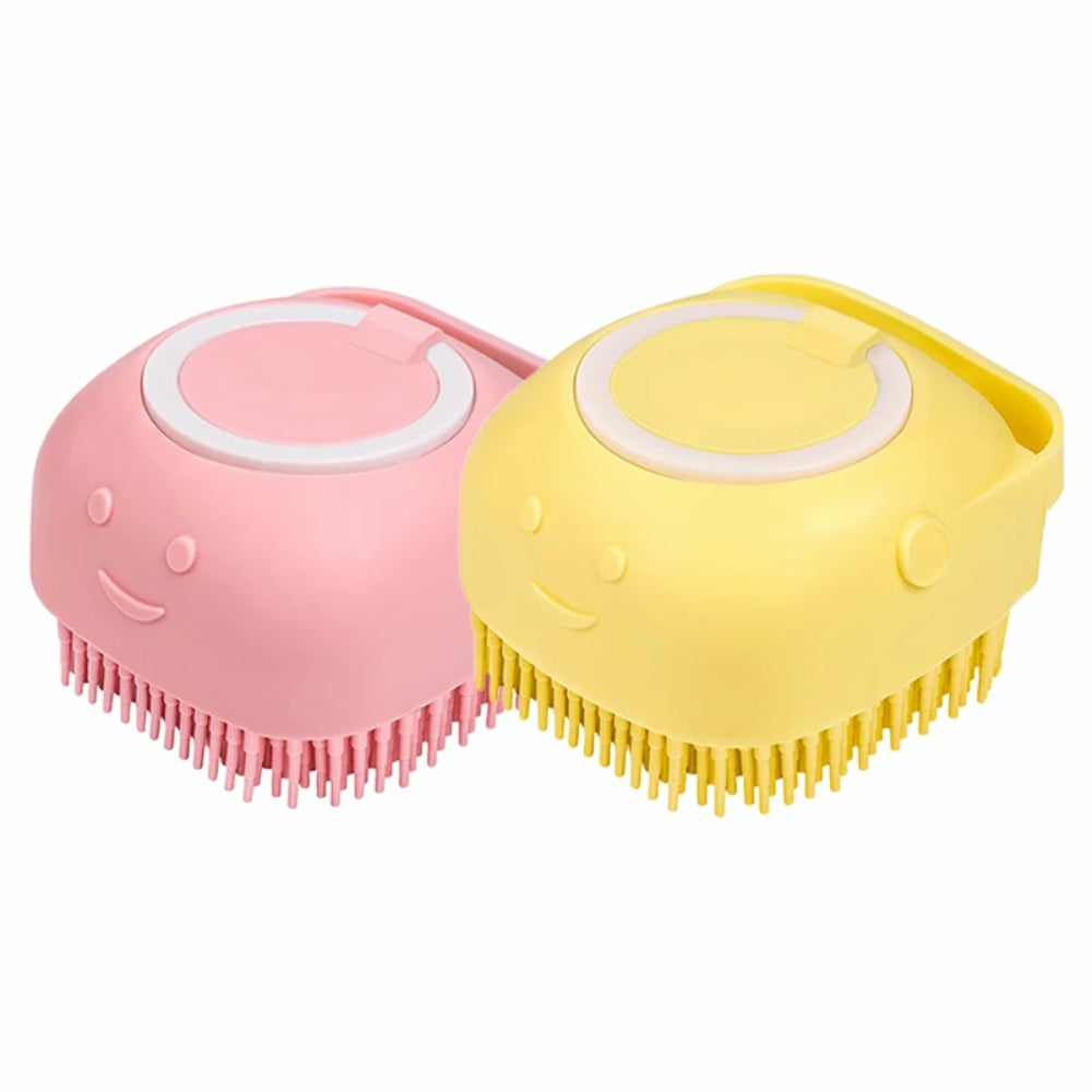 Dog Bathing Brush Pet Massage Soft Silicone Brush Shampoo Dispenser