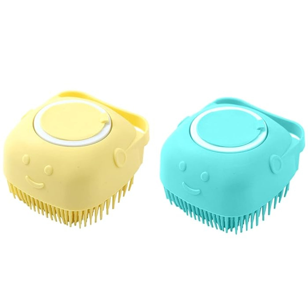 Dog Bathing Brush Pet Massage Soft Silicone Brush Shampoo Dispenser