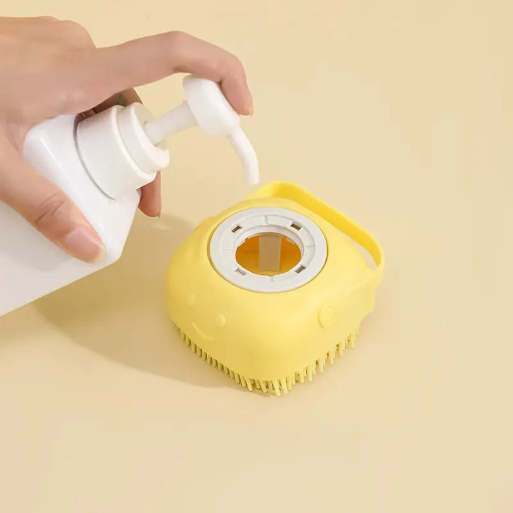 Dog Bathing Brush Pet Massage Soft Silicone Brush Shampoo Dispenser