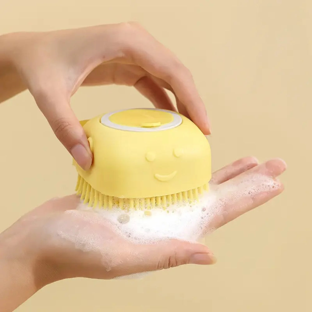 Dog Bathing Brush Pet Massage Soft Silicone Brush Shampoo Dispenser