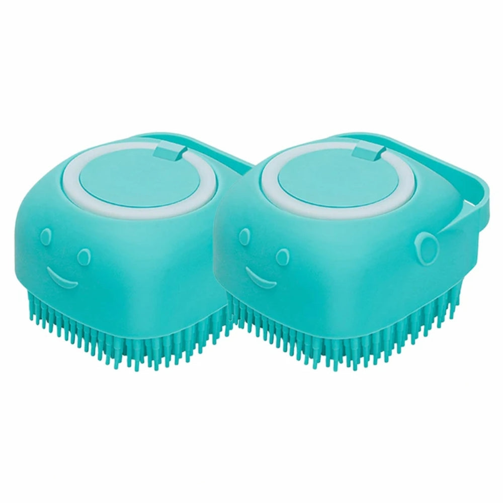 Dog Bathing Brush Pet Massage Soft Silicone Brush Shampoo Dispenser