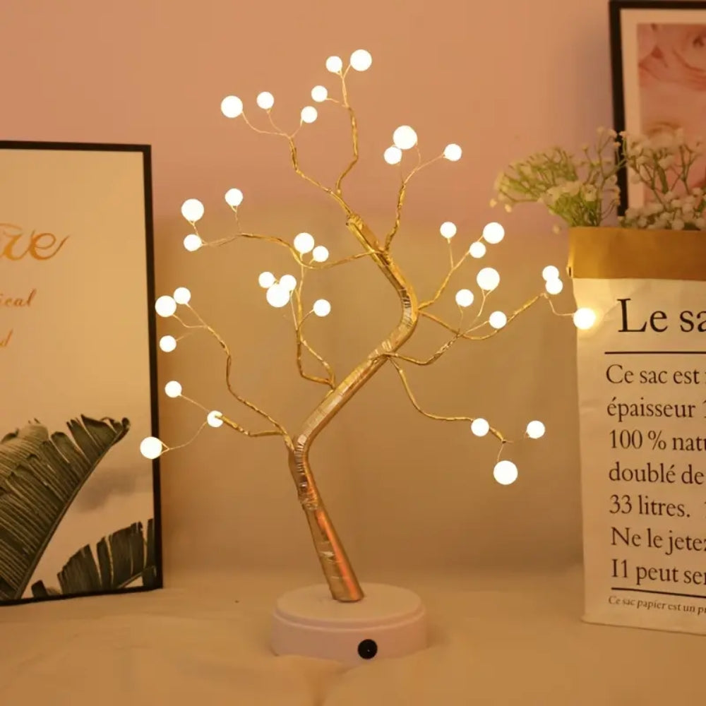 LED Table Tree Night Light – Desktop LED Lamp for Home Decoration, Warm White Light, USB Powered