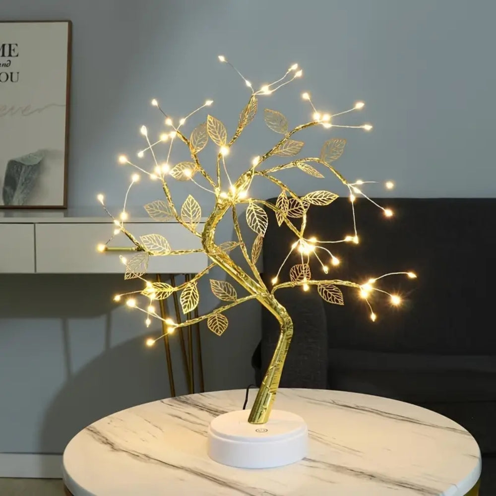 LED Table Tree Night Light – Desktop LED Lamp for Home Decoration, Warm White Light, USB Powered