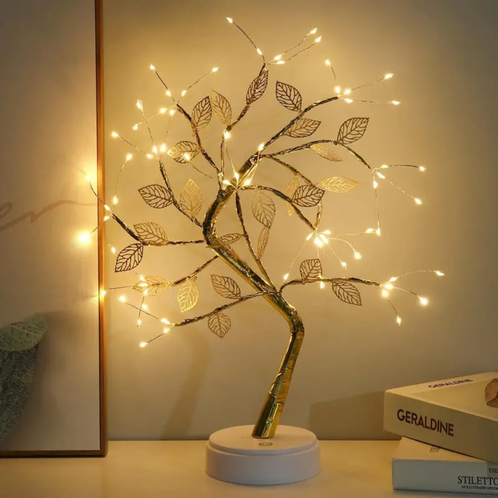 LED Table Tree Night Light – Desktop LED Lamp for Home Decoration, Warm White Light, USB Powered