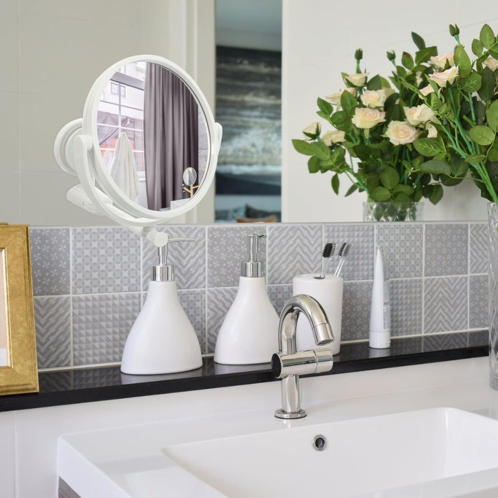 Folding Round Wall-Mounted Makeup Mirror Double-Sided & Rotating