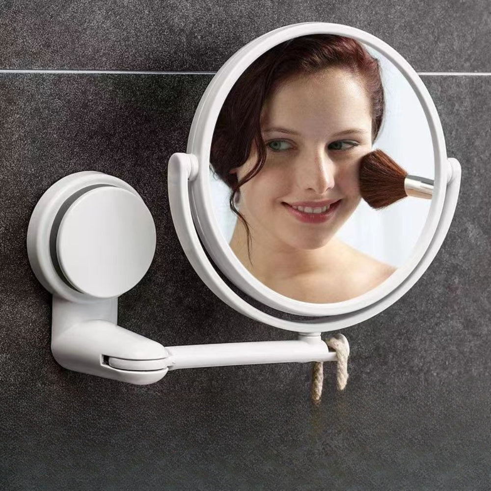 Folding Round Wall-Mounted Makeup Mirror Double-Sided & Rotating