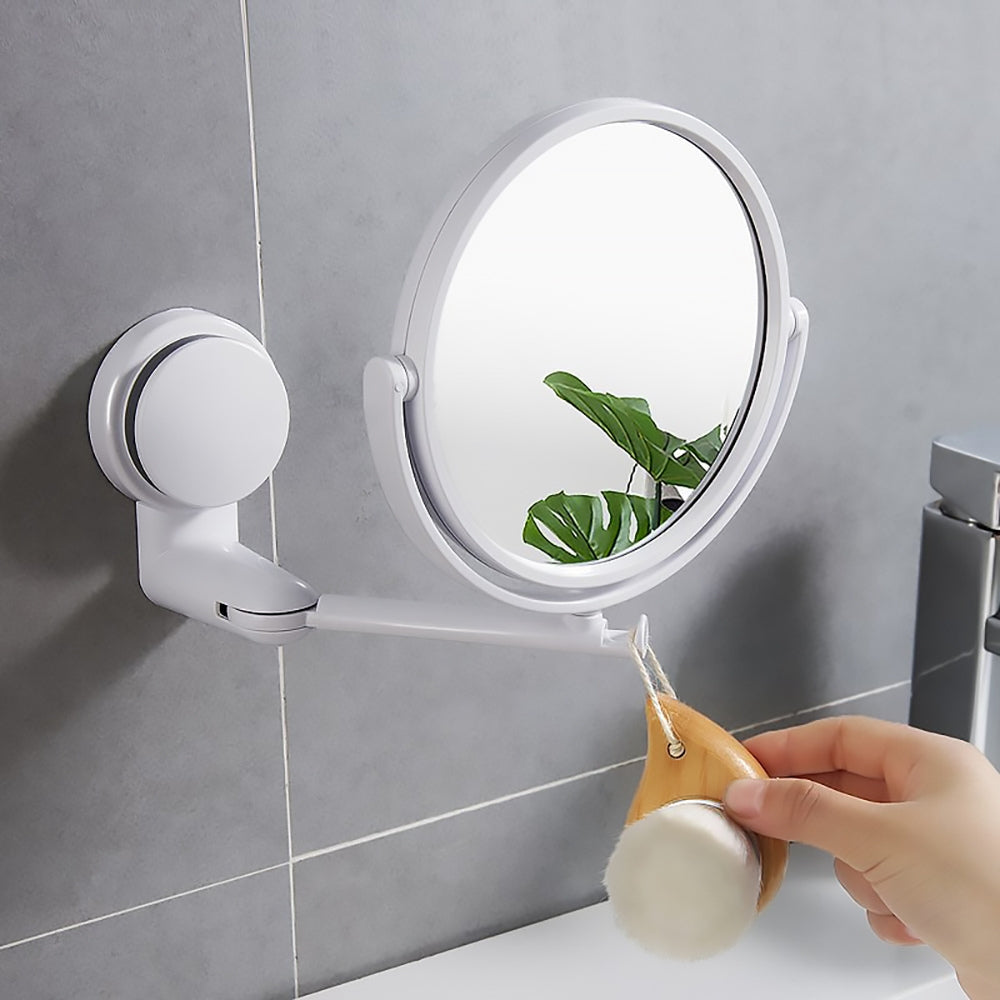 Folding Round Wall-Mounted Makeup Mirror Double-Sided & Rotating