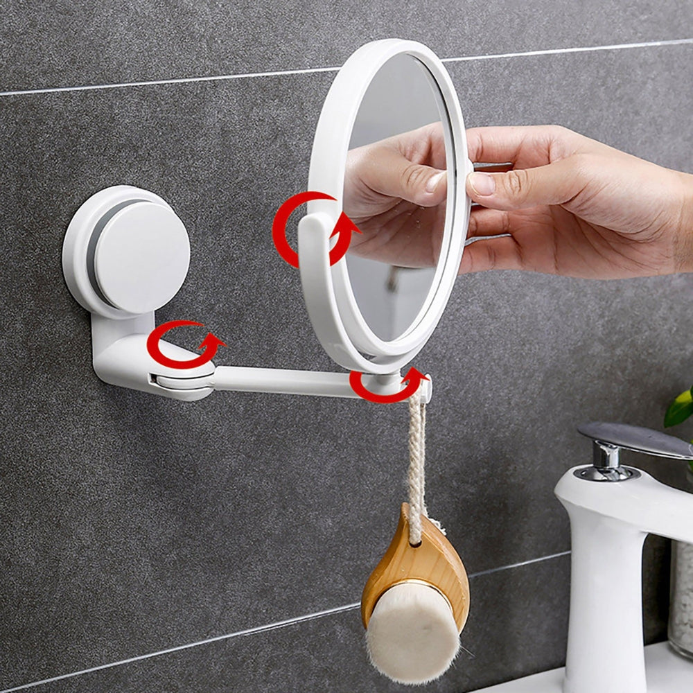 Folding Round Wall-Mounted Makeup Mirror Double-Sided & Rotating
