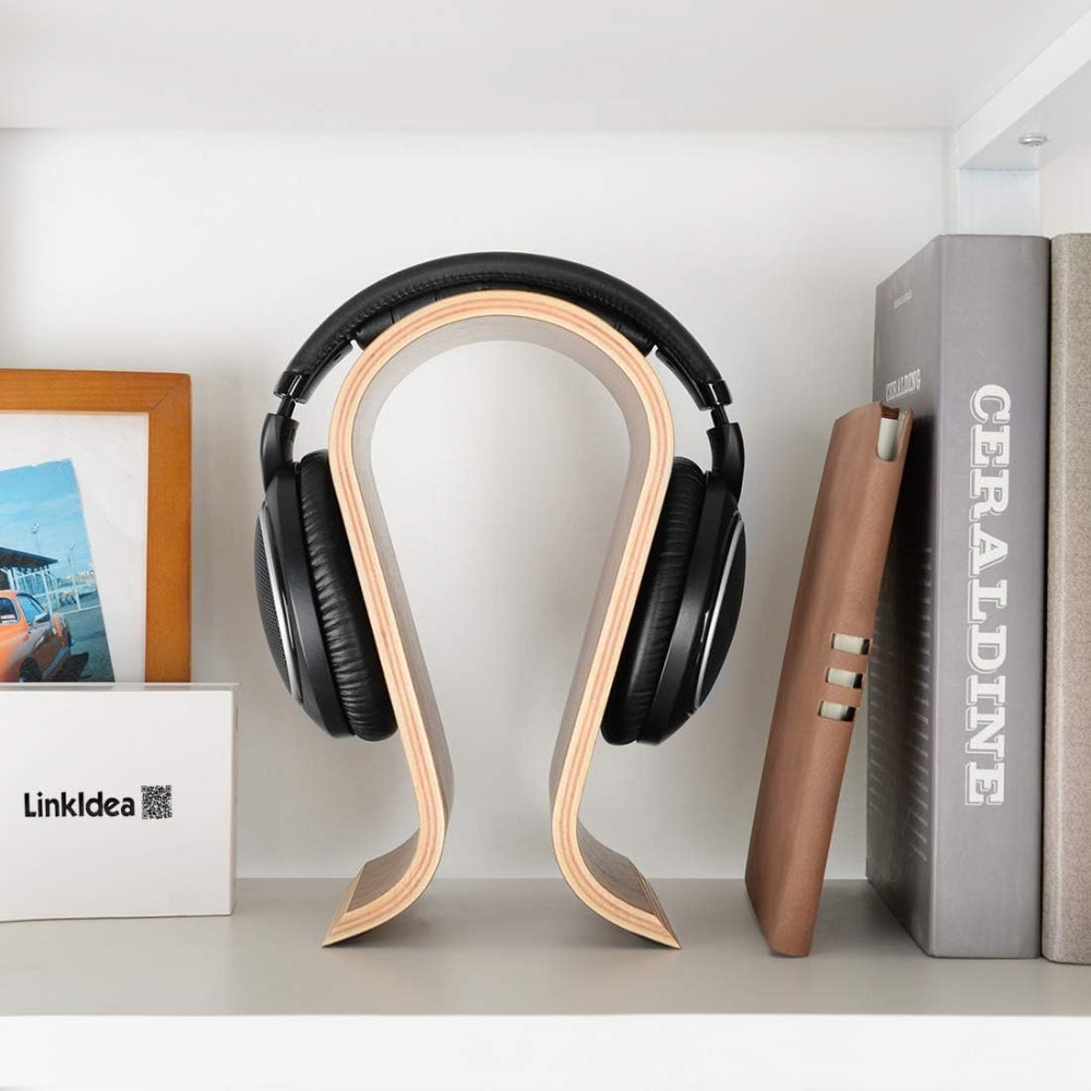 U-Shaped Wooden Headphone Stand Compatible with Most On-Ear and Over-Ear Headphones