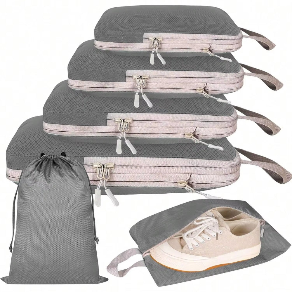 6-Set Compression Packing Cubes – Travel Storage Bags & Luggage Organizers