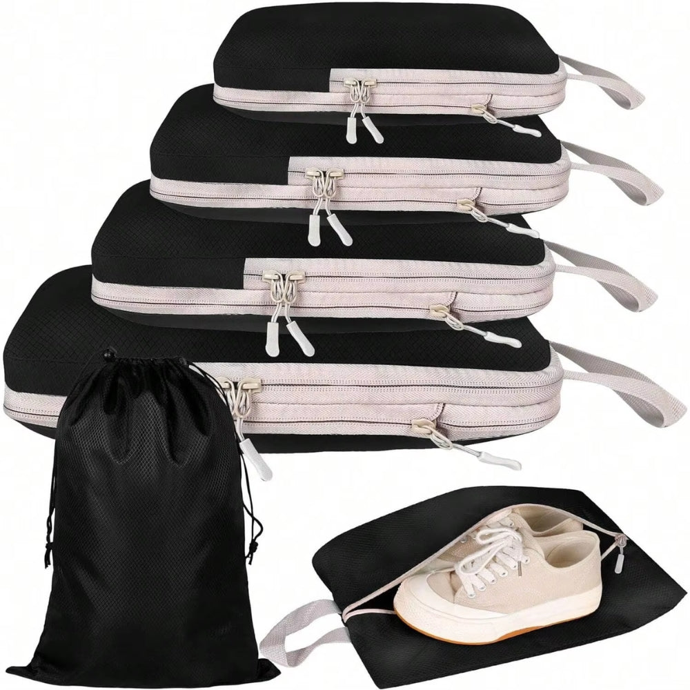 6-Set Compression Packing Cubes – Travel Storage Bags & Luggage Organizers