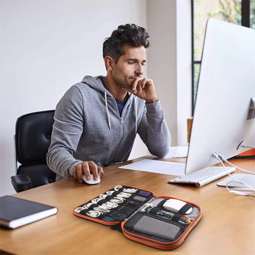 All-in-One Electronic Accessories Organizer – Compact Travel Cable Storage Bag