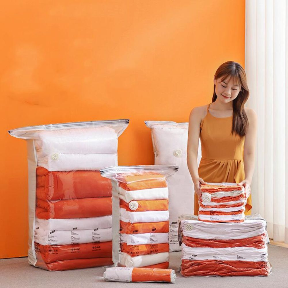 Patented Large Vacuum Storage Bags for Clothes and Blankets - Space-Saving Solution