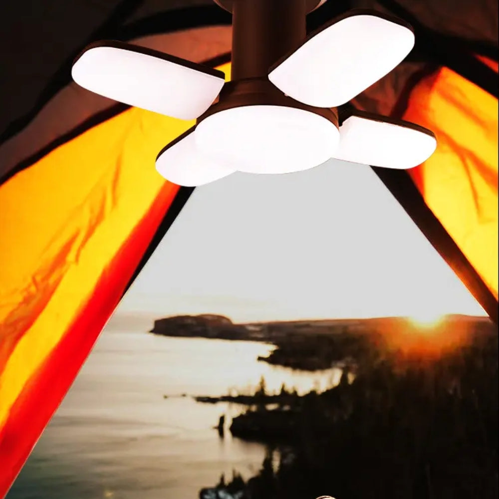 Rechargeable LED Camping Lantern with Foldable Floodlight - Portable and Versatile Tent Light