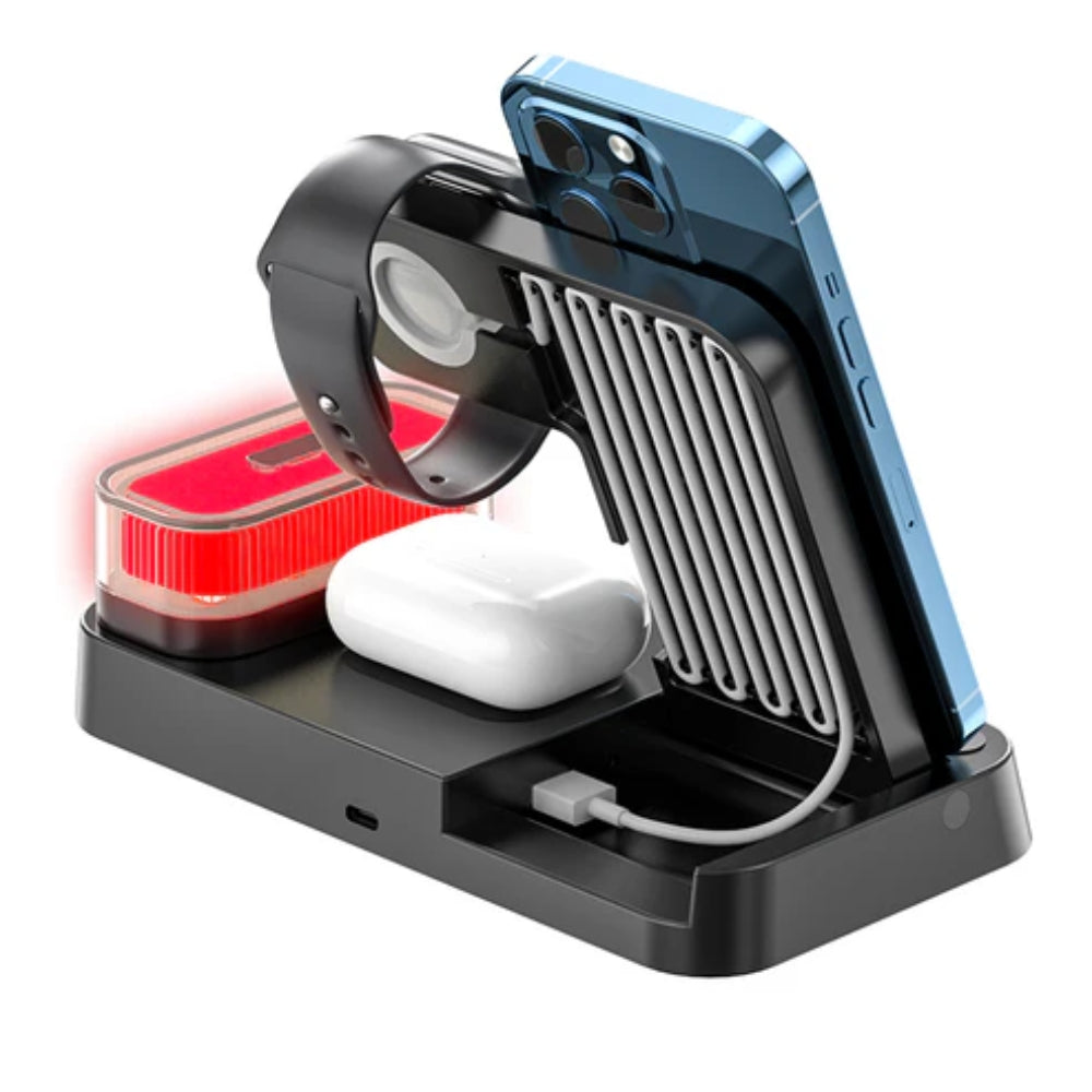 3 In 1 Wireless Fast Charger Stand Pad Alarm Clock Station Dock