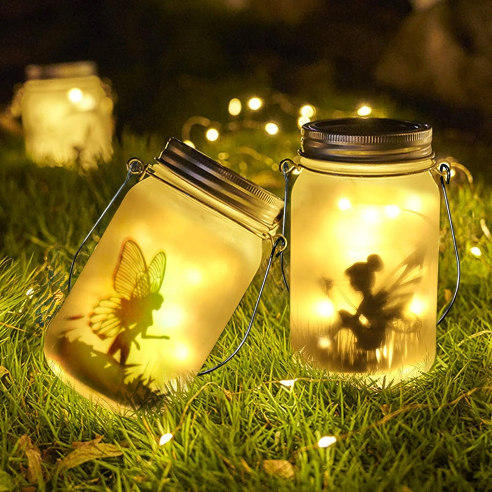 Solar Mason Jar Light Lantern Fairy Hanging Standing Lamp
