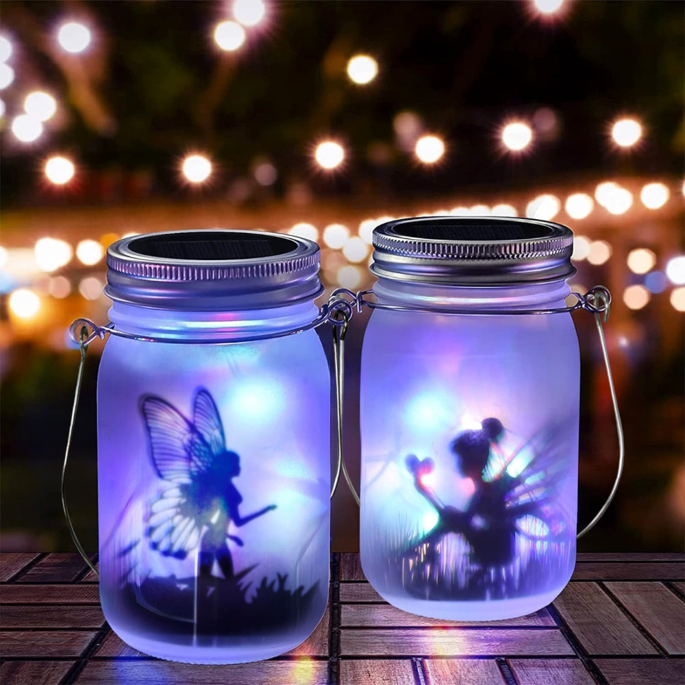 Solar Mason Jar Light Lantern Fairy Hanging Standing Lamp