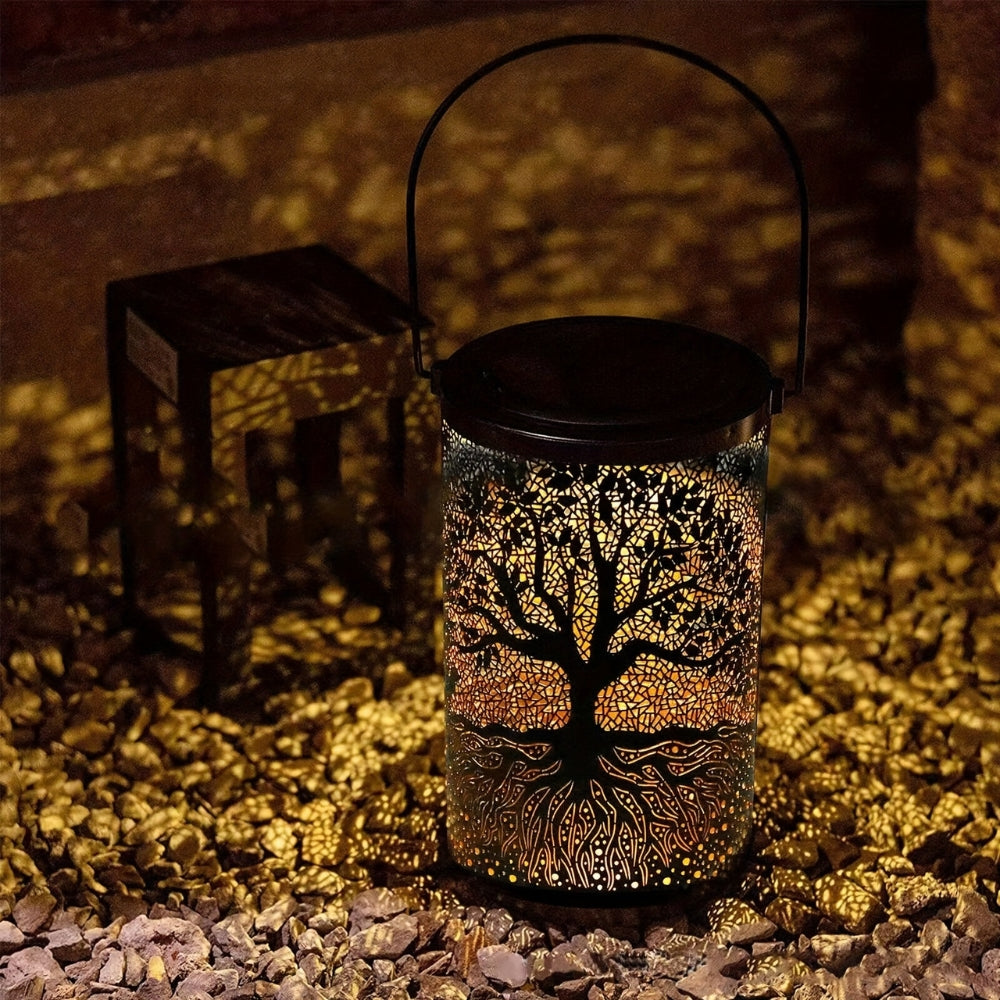 Vintage Metal Hanging Solar Lantern Outdoor Waterproof LED Lights