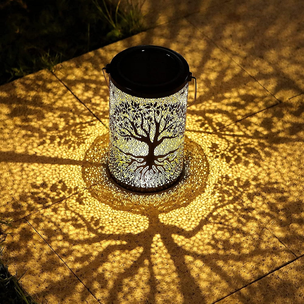 Vintage Metal Hanging Solar Lantern Outdoor Waterproof LED Lights