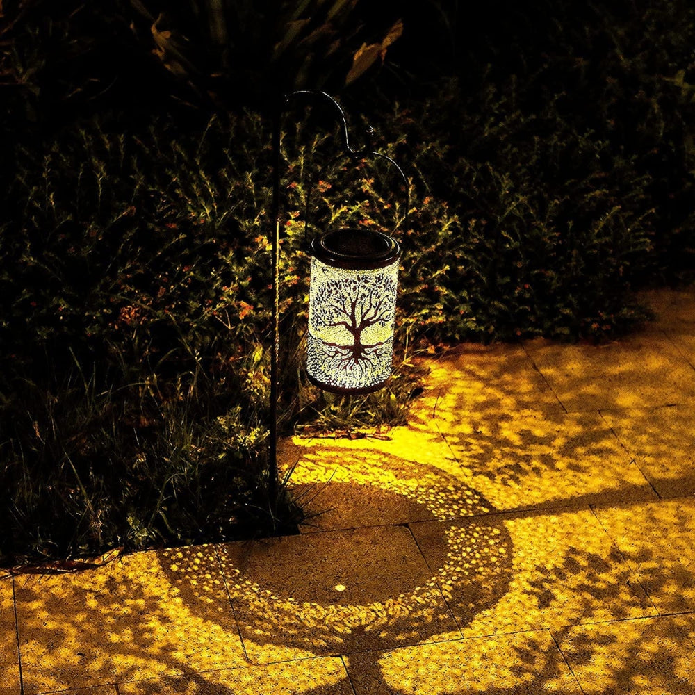 Vintage Metal Hanging Solar Lantern Outdoor Waterproof LED Lights