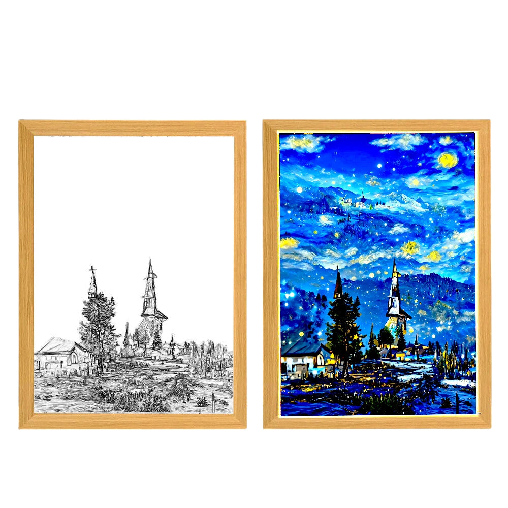 Night Light Painting Light Lamp Van Gogh Starry Sky Wall Art