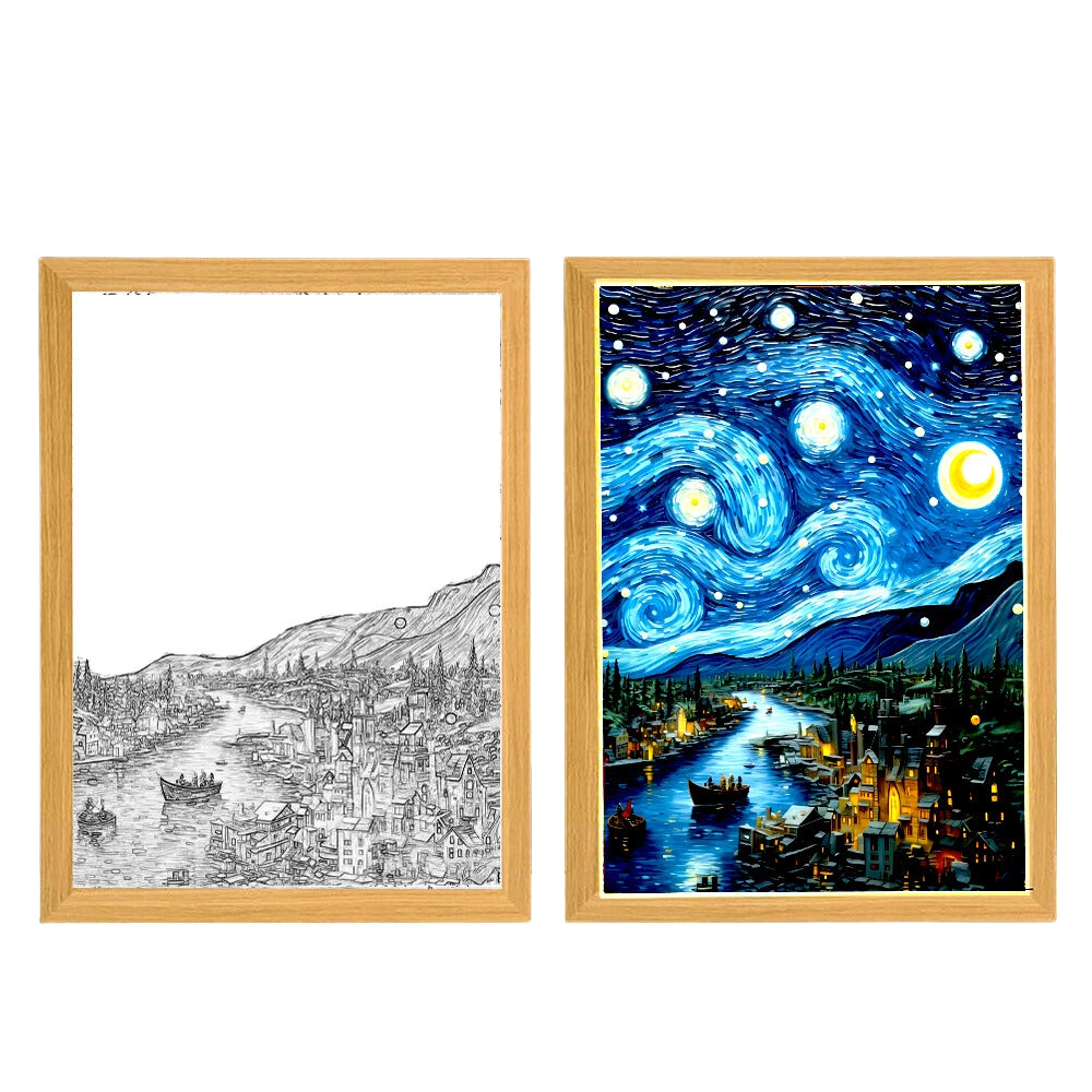 Night Light Painting Light Lamp Van Gogh Starry Sky Wall Art