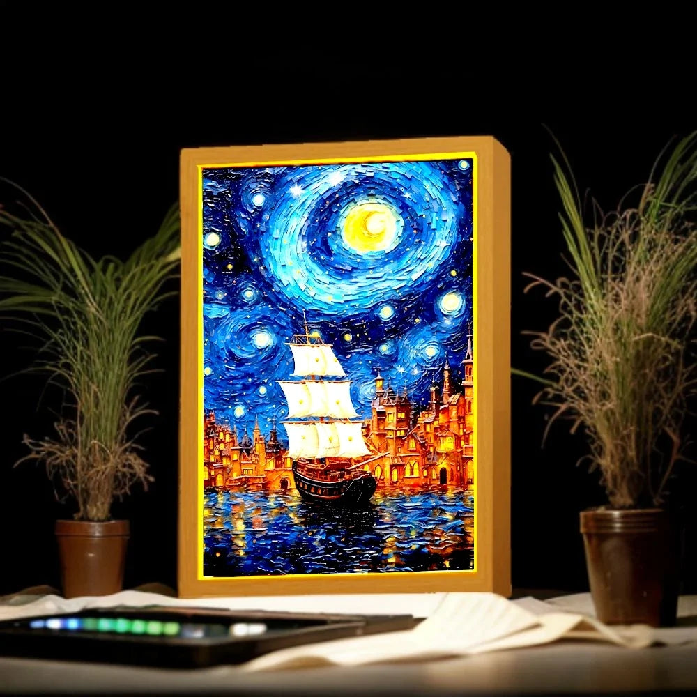 Night Light Painting Light Lamp Van Gogh Starry Sky Wall Art