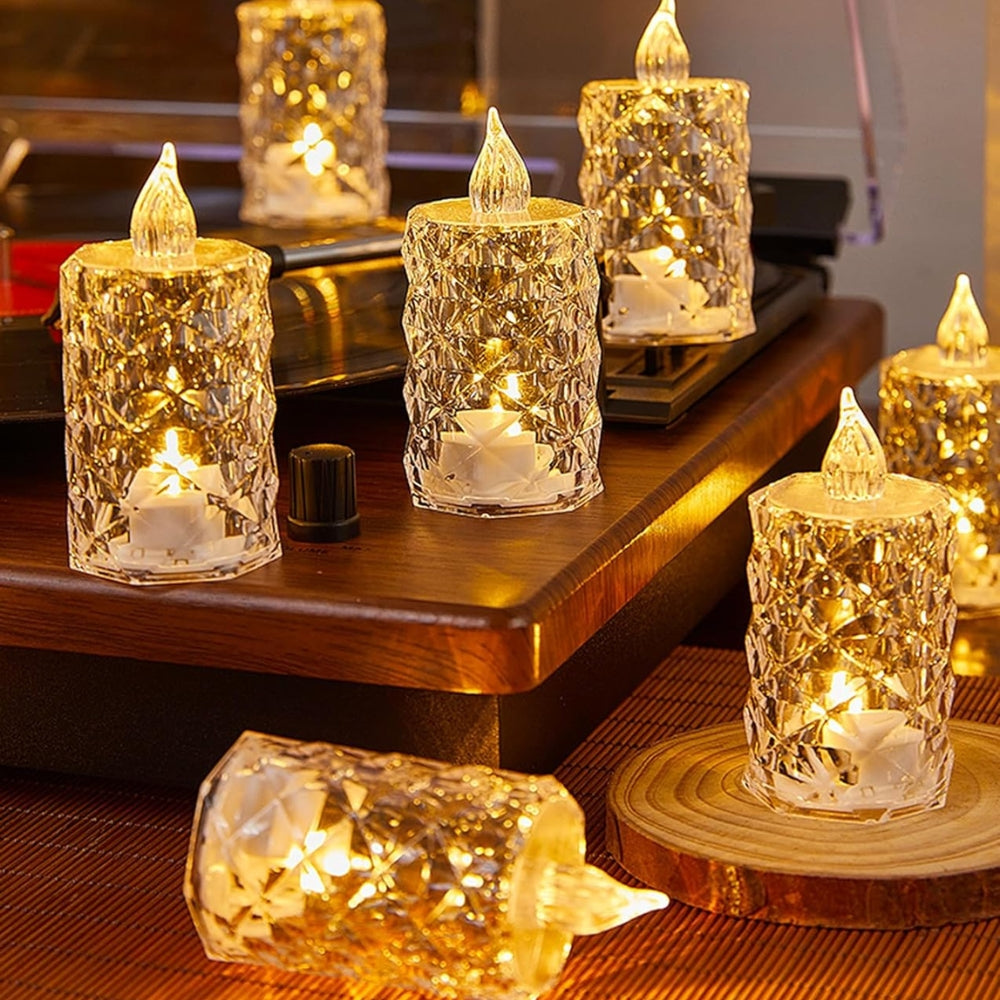 Crystal Candles LED Light Transparent Flameless Lantern Night Lamp Battery Powered
