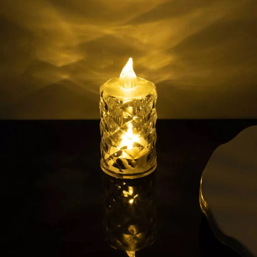 Crystal Candles LED Light Transparent Flameless Lantern Night Lamp Battery Powered