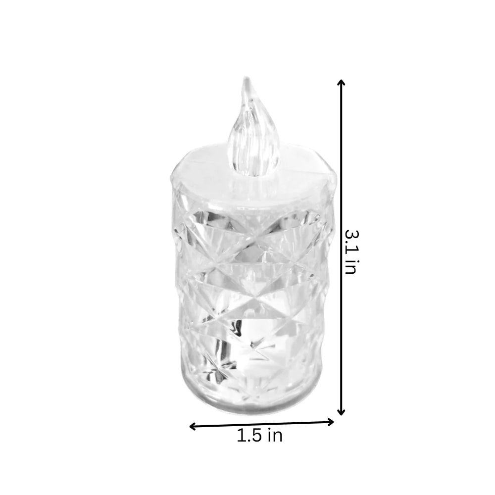 Crystal Candles LED Light Transparent Flameless Lantern Night Lamp Battery Powered