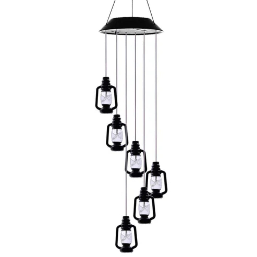 Retro Solar Wind Chime Lamp – Kerosene-Style Courtyard Light