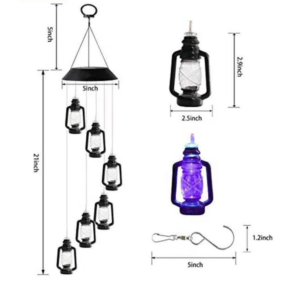 Retro Solar Wind Chime Lamp – Kerosene-Style Courtyard Light