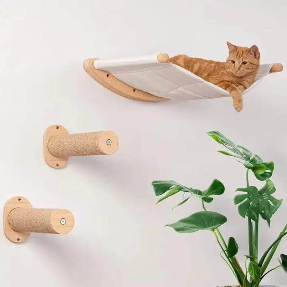 Cat Indoor Activity Centre Wooden Climbing Tube with Sisal Rope Scratching Board